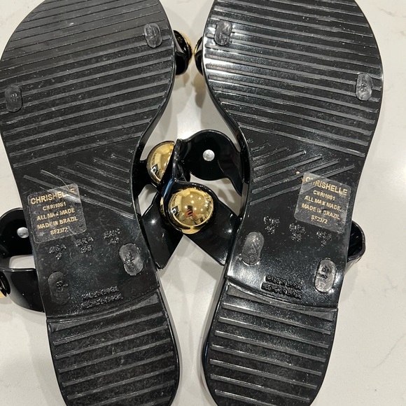 Steve Madden Black and Gold Chrishelle Jelly Embellished Sandals - Picture 5 of 5